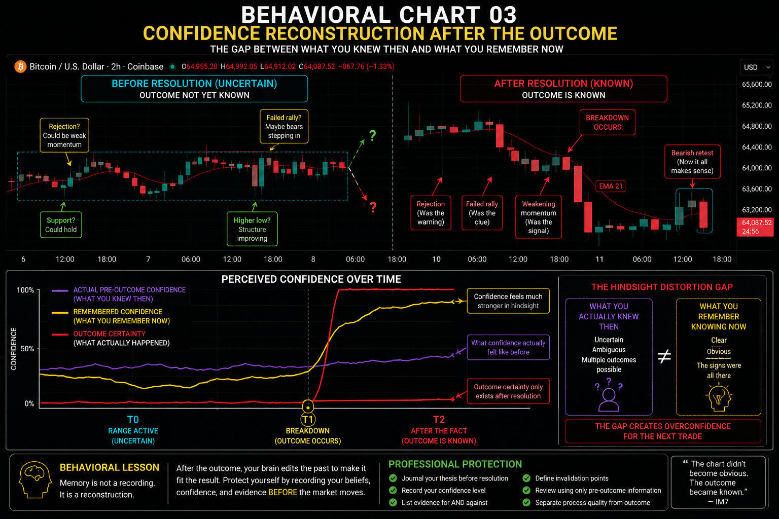 Line graph showing a sharp increase in perceived certainty or confidence after a market event compared to low certainty before.